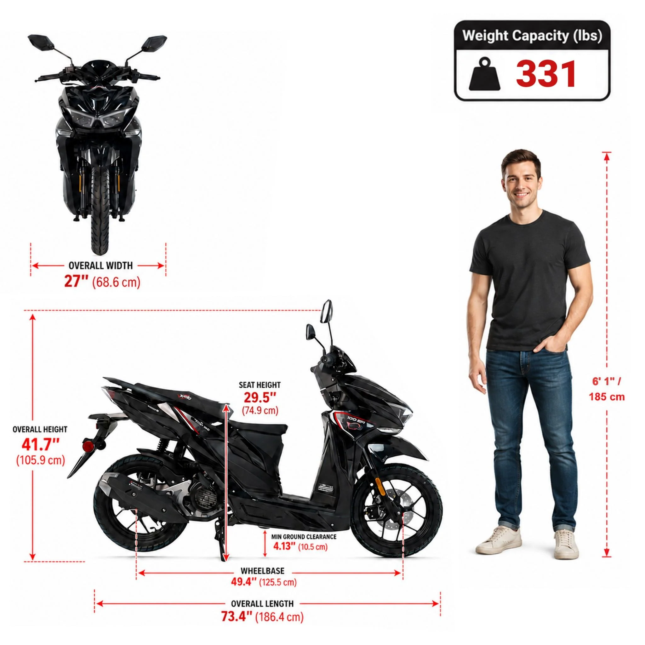 Free Shipping! X-PRO Tinian 200 EFI Electronic Fuel Injection Scooter with CVT Transmission, 14" Alloy Wheels, LED Headlights! - Image 8