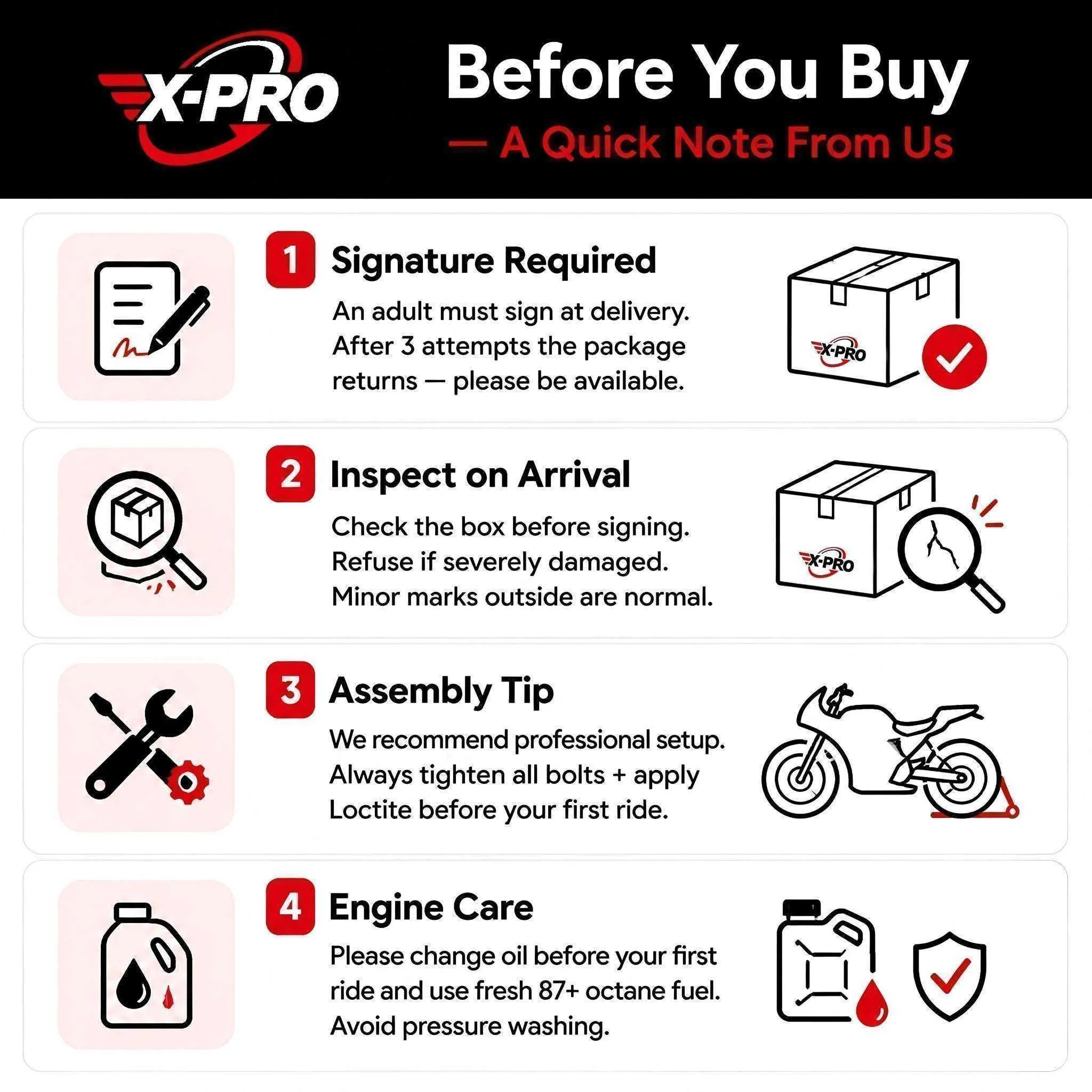 Free Shipping! X-PRO Bora 50cc Moped Scooter with 10" Aluminum Wheels, Electric/Kick Start! - Image 10