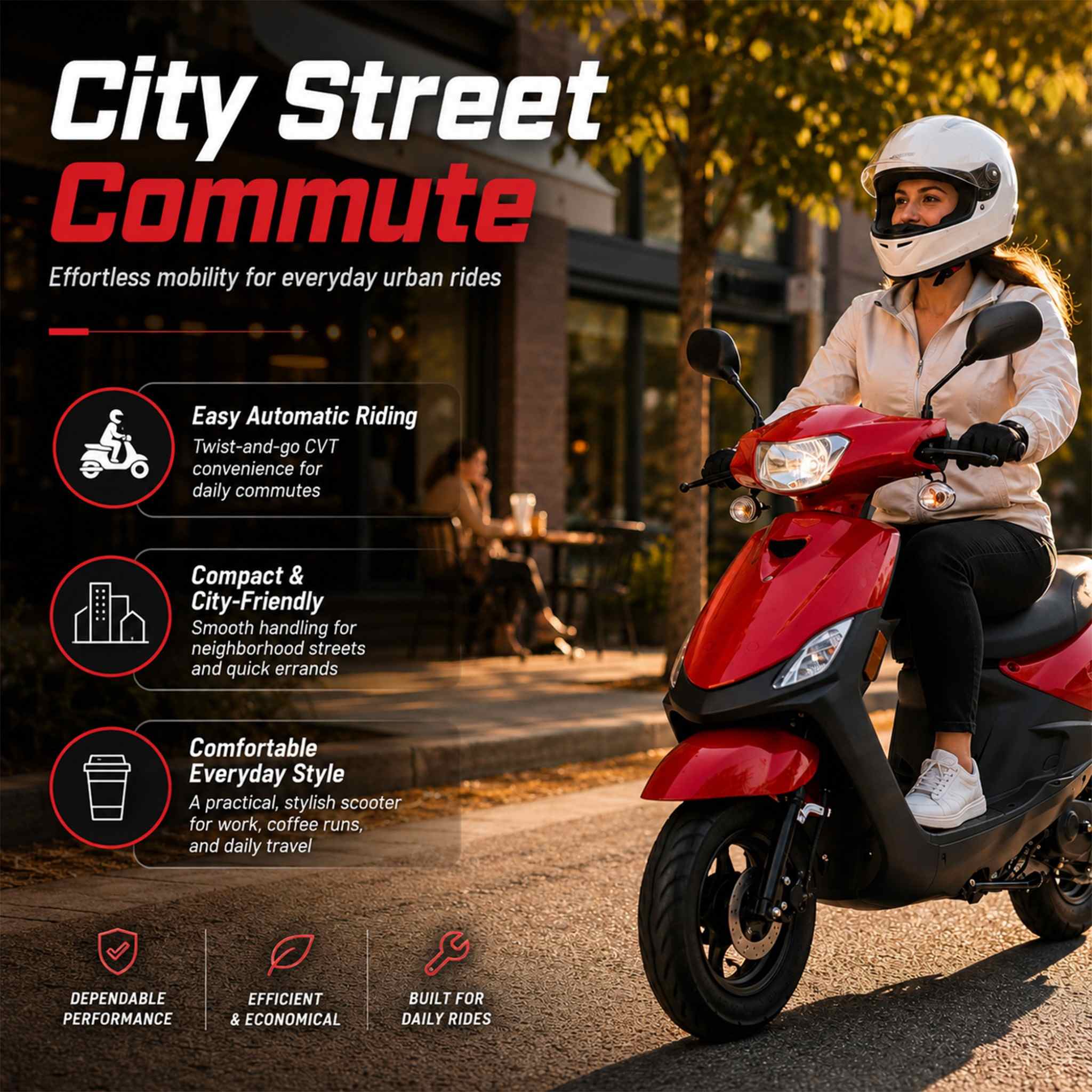 Free Shipping! X-PRO Bora 50cc Moped Scooter with 10" Aluminum Wheels, Electric/Kick Start! - Image 6