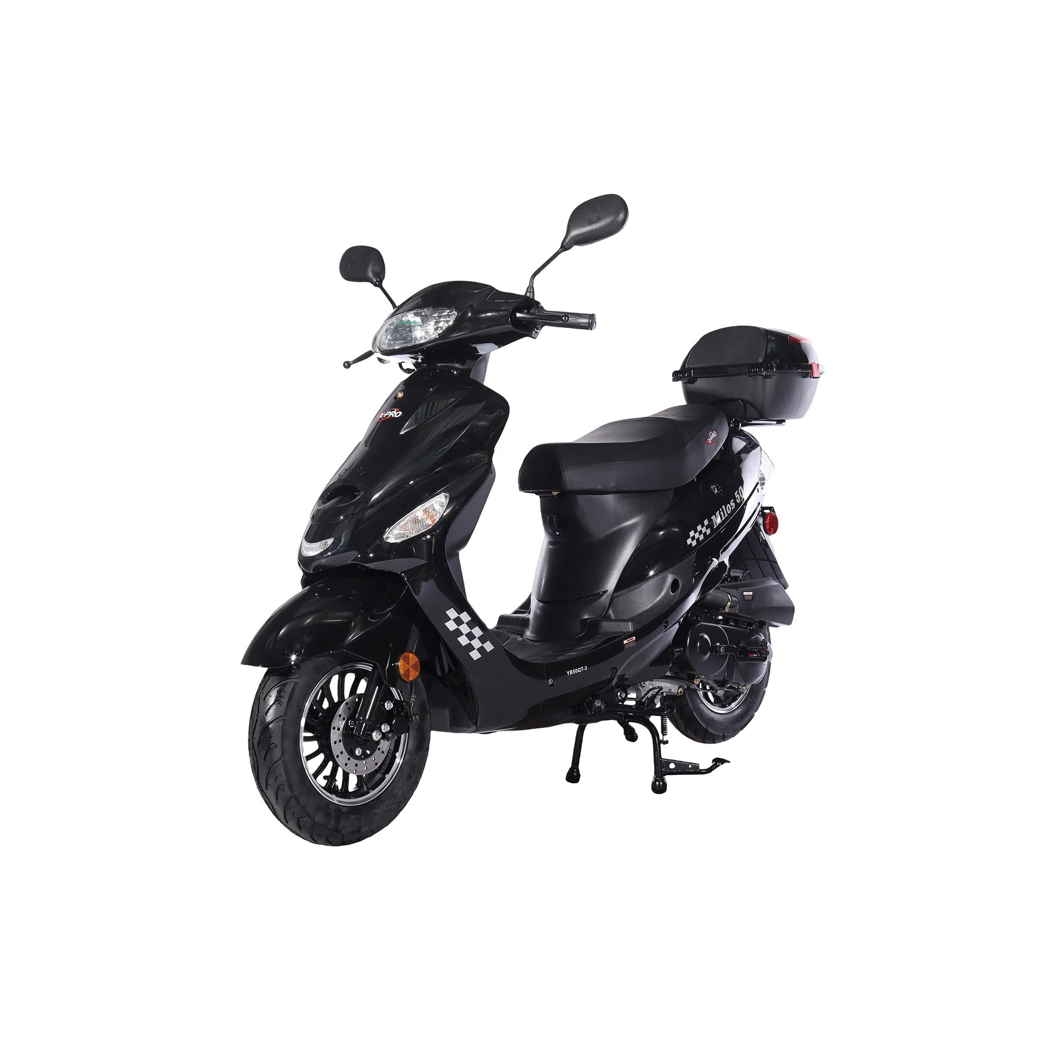 Free Shipping! X-PRO Milos 50cc Moped Scooter with 10in Aluminum Wheels, Rear Trunk, Electric/Kick Start! Large LED Headlight! - Image 12