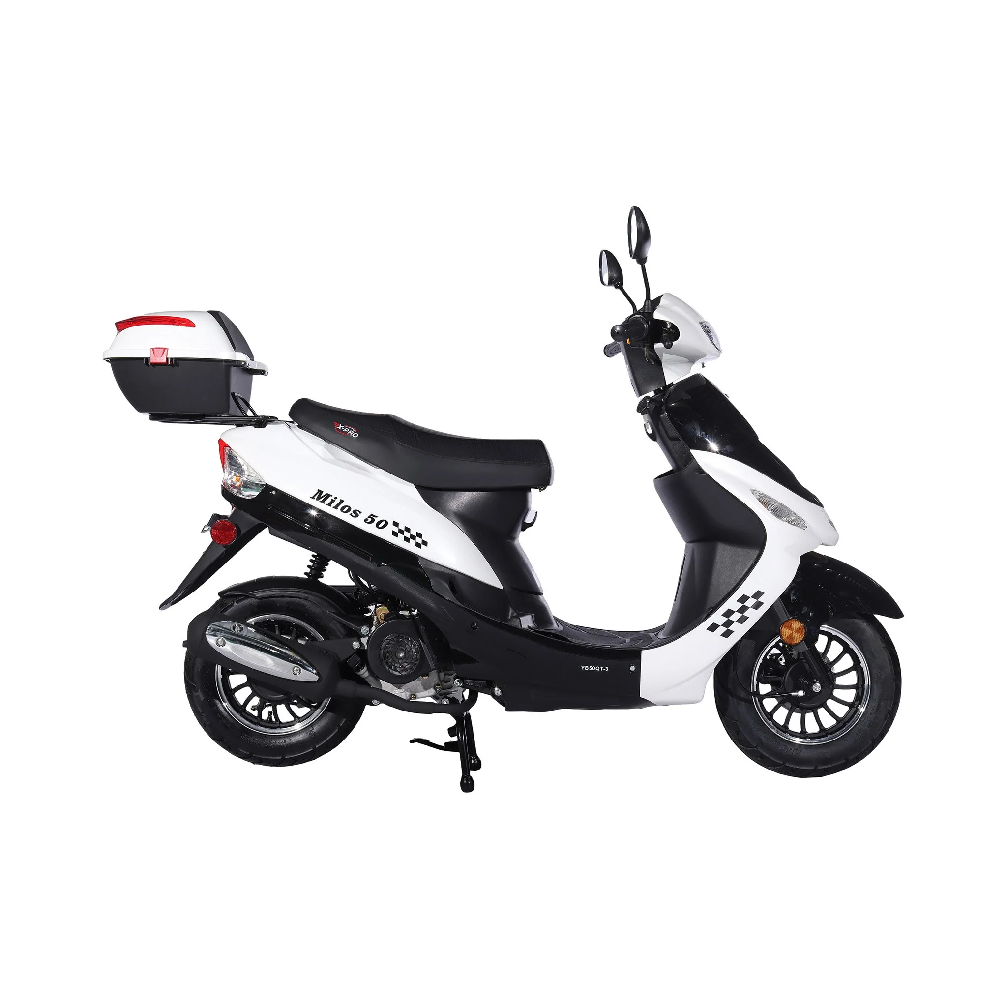 Free Shipping! X-PRO Milos 50cc Moped Scooter with 10in Aluminum Wheels, Rear Trunk, Electric/Kick Start! Large LED Headlight! - Image 16