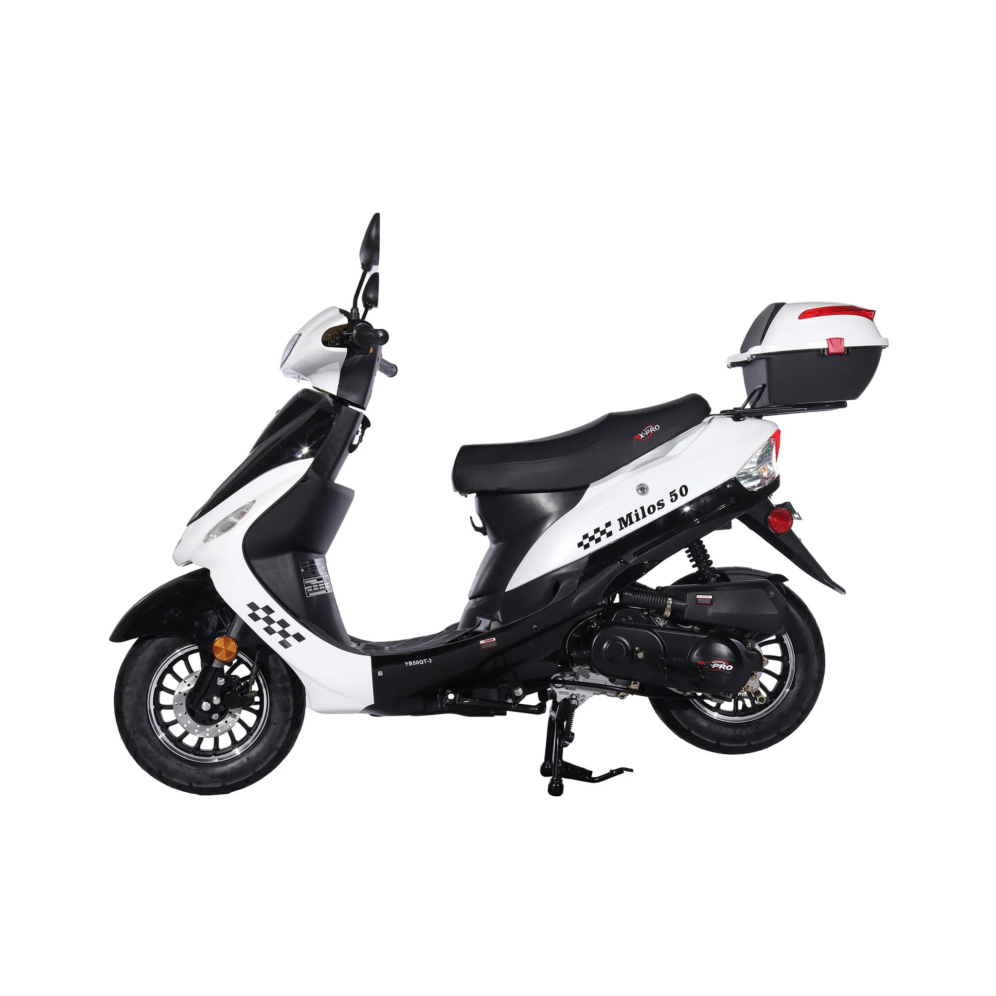 Free Shipping! X-PRO Milos 50cc Moped Scooter with 10in Aluminum Wheels, Rear Trunk, Electric/Kick Start! Large LED Headlight! - Image 20